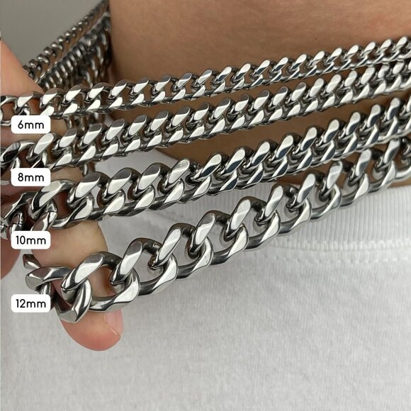 High Polished Cuban Link Chain Necklace 12mm 24in - Picture 1 of 4
